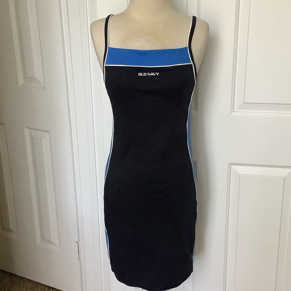 Old Navy Women's Black with Blue accents bodycon dress. Size S Tall. - Picture 2 of 7